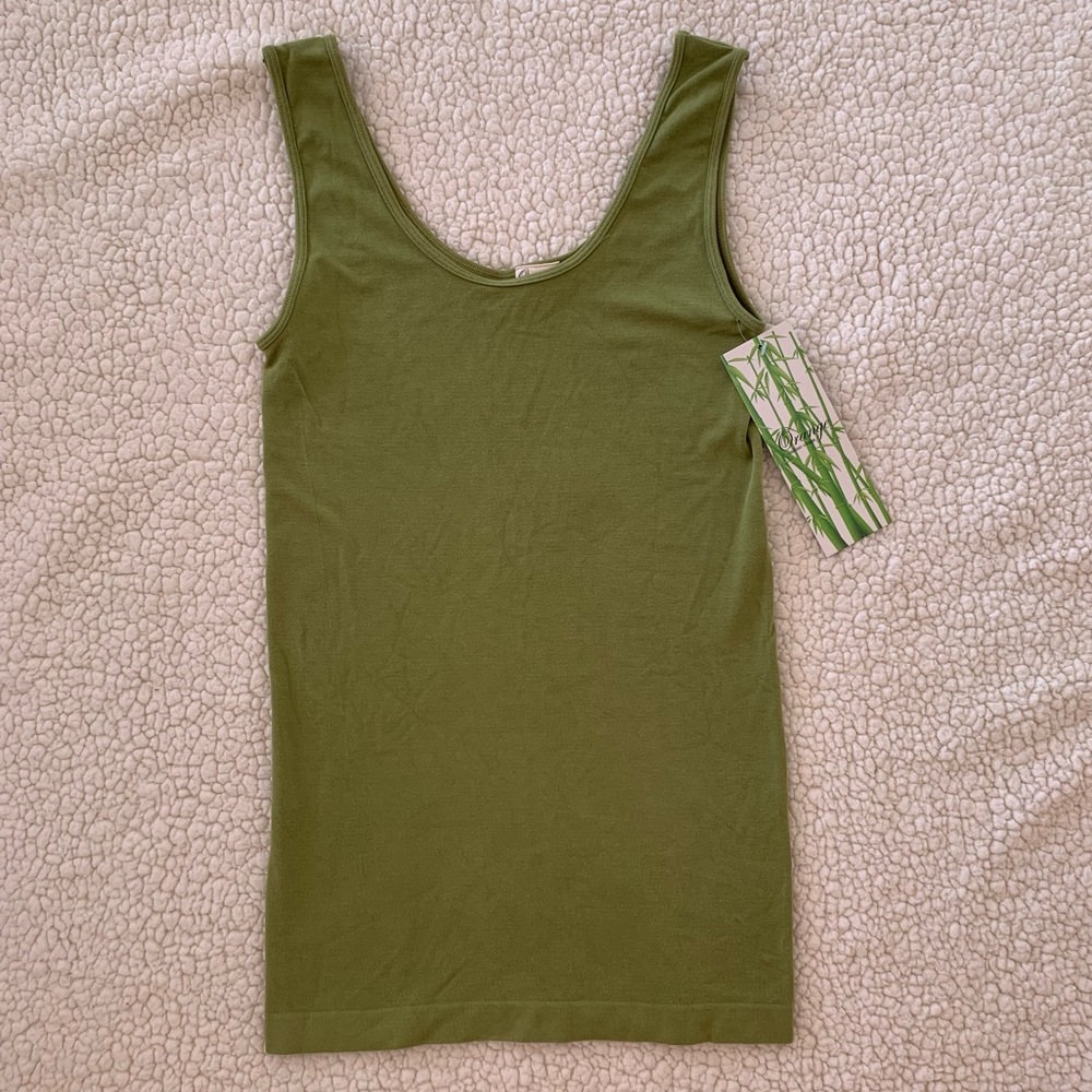 NWT Orange Fashion Village Moss Green Bamboo Tank Top One Size